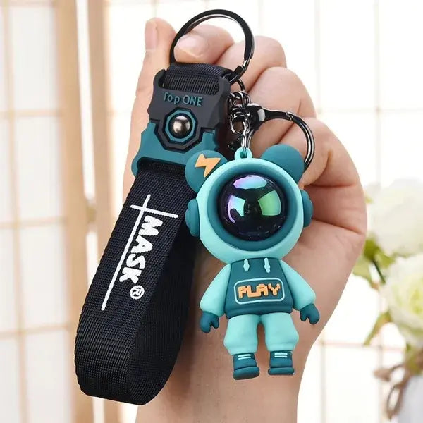 CosmoBear™ Lightning Astronaut Keychain — Colorful Cartoon Design